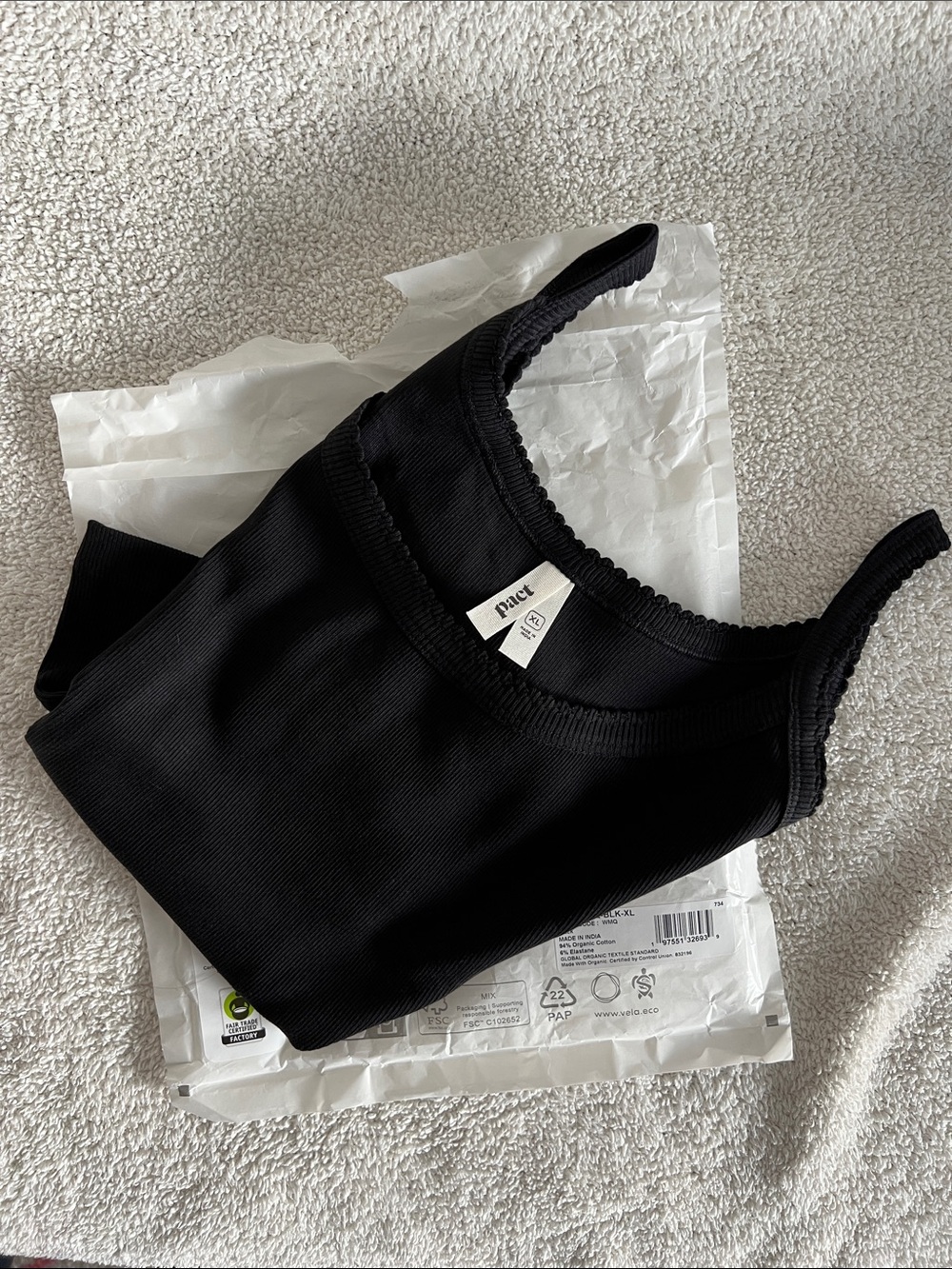 NWT/NIB • Pact Organic Dream Rib Cami in Black • Women’s XL - Picture 12 of 13